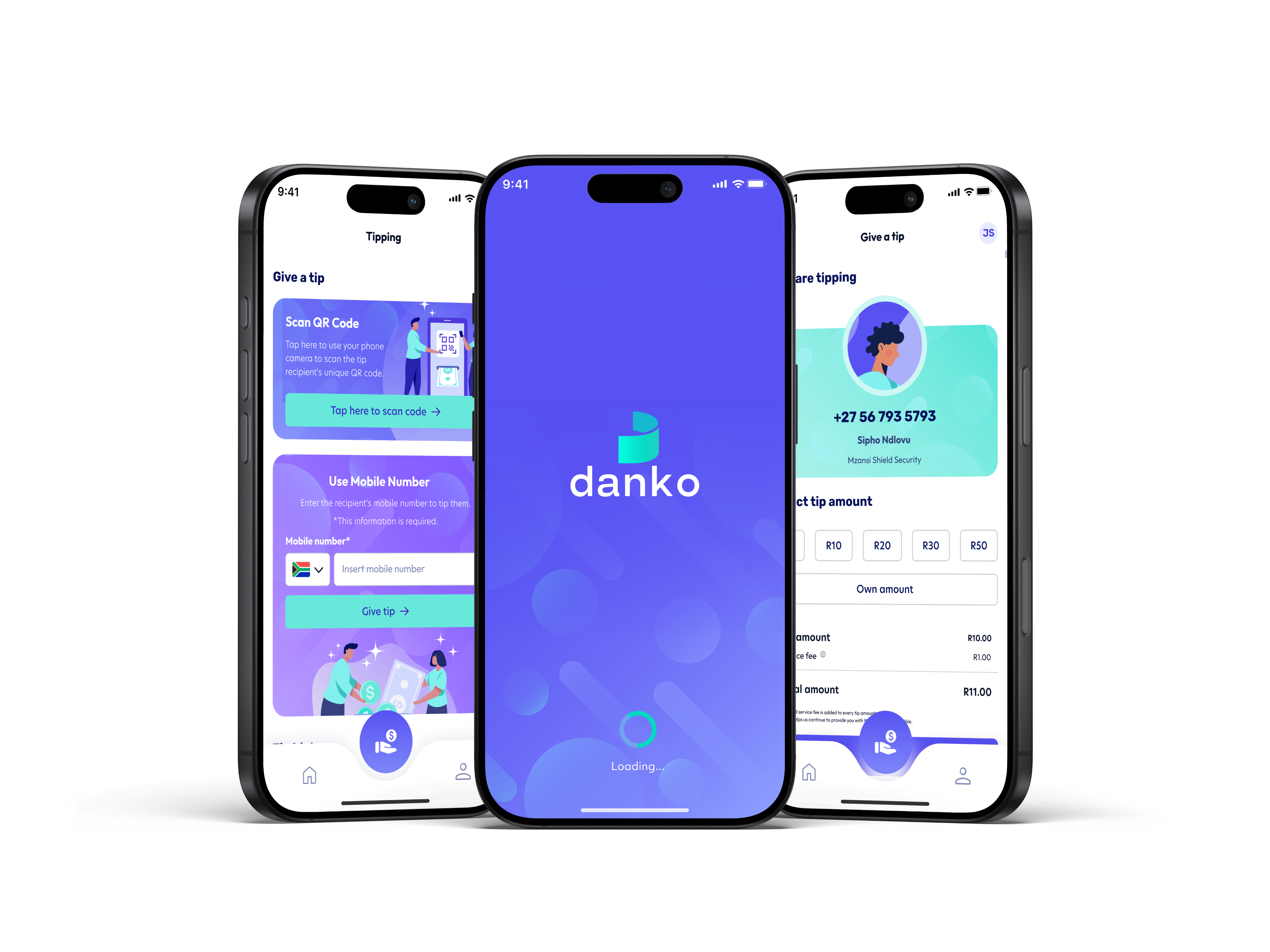 Danko digital tipping application displayed on mobile phones