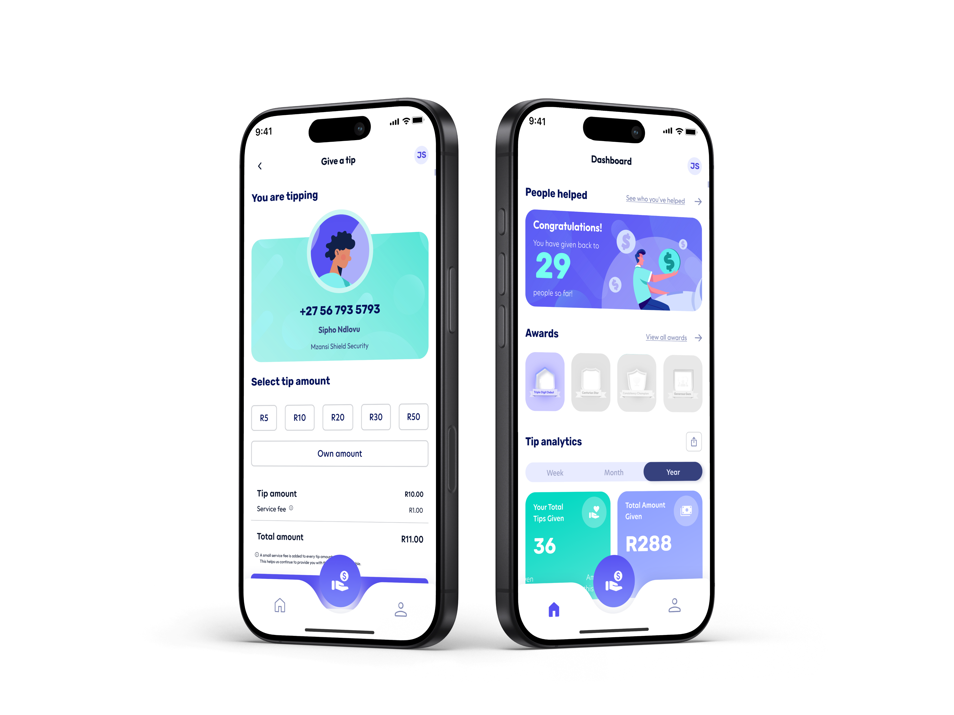 Danko tipping and transaction screens