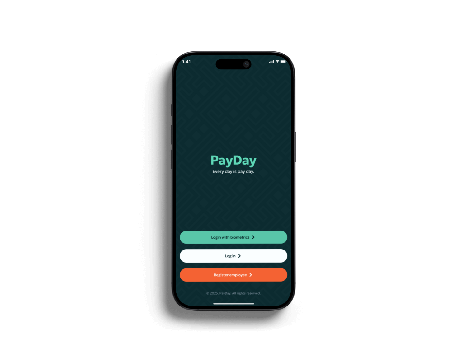 PayDay biometric login screen