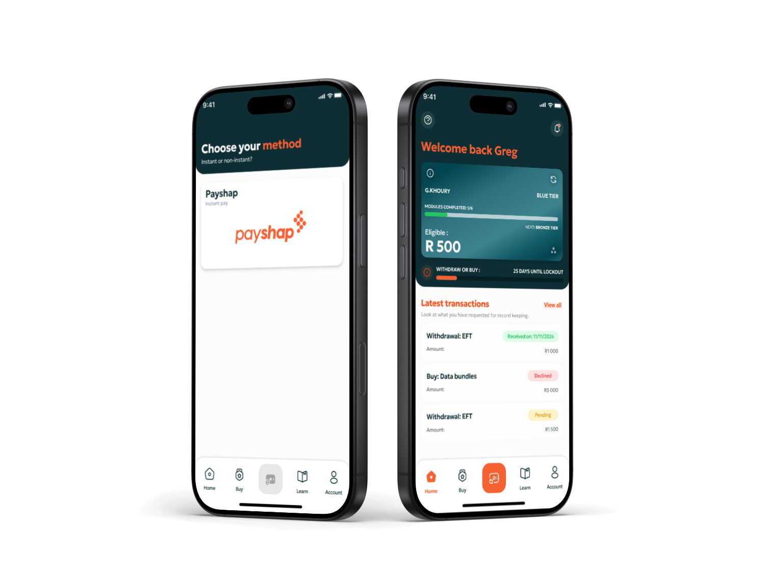 PayDay payroll and transactions screens