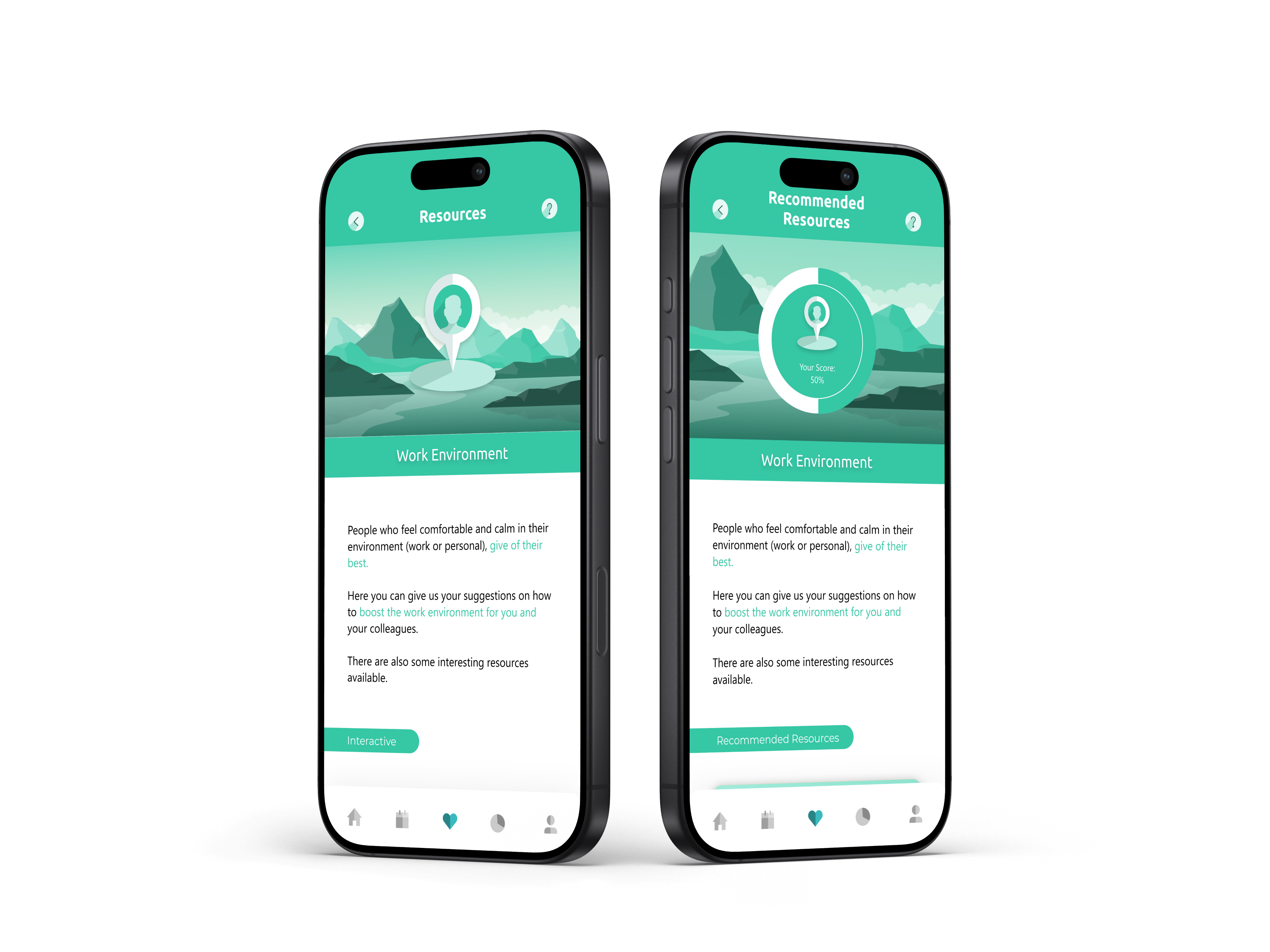 Sumit recommended wellbeing resources displayed on two mobile phones