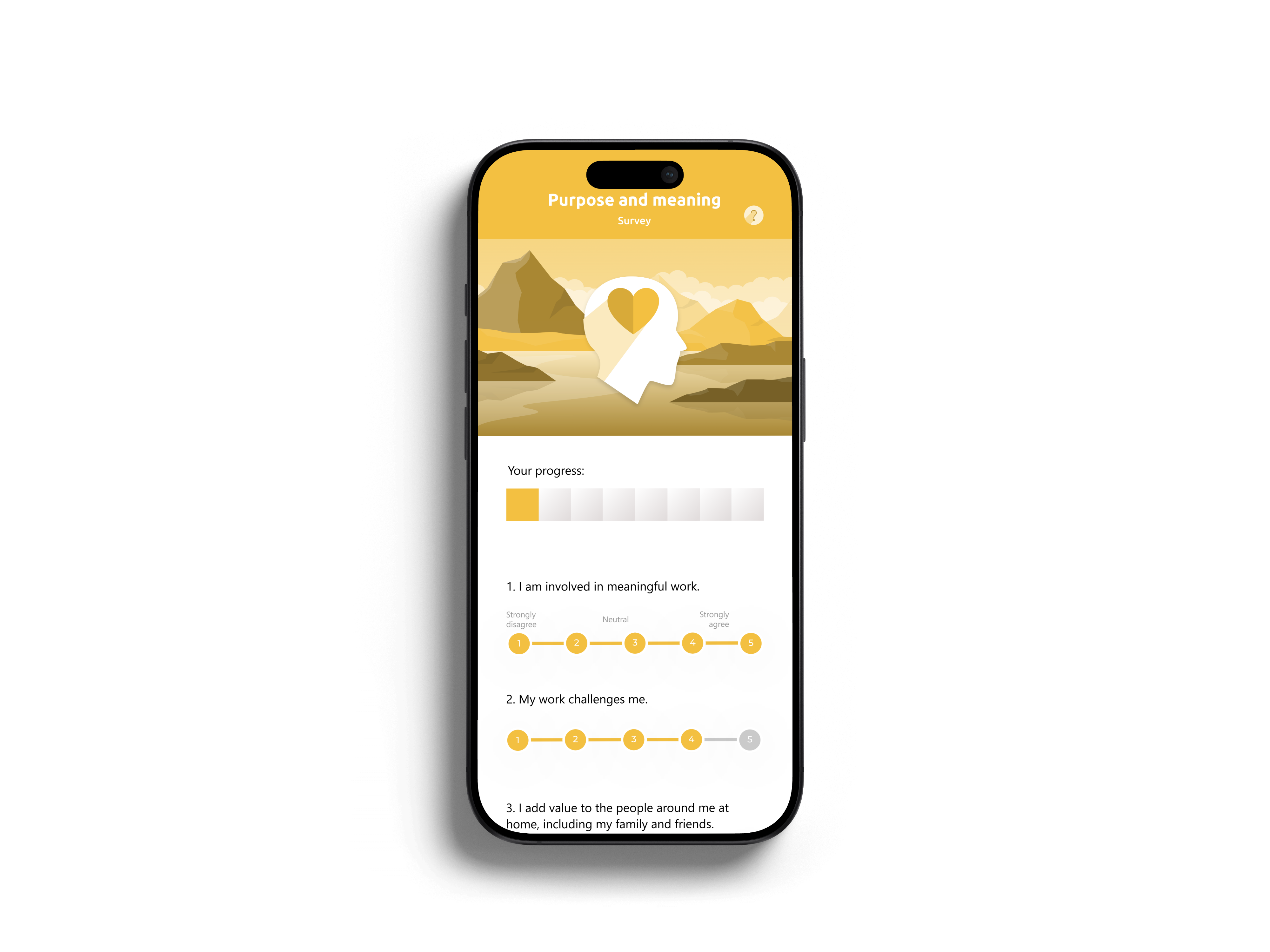 Sumit purpose and meaning survey displayed on a mobile phone