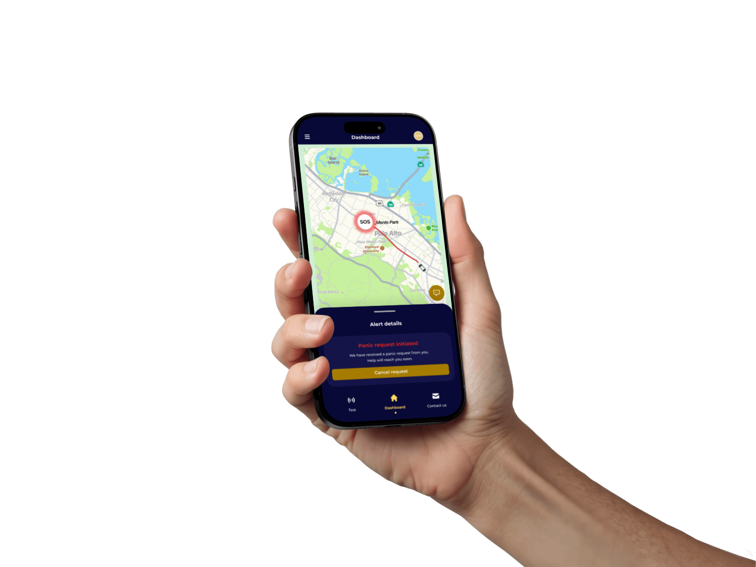 Valor alert screen held in one hand