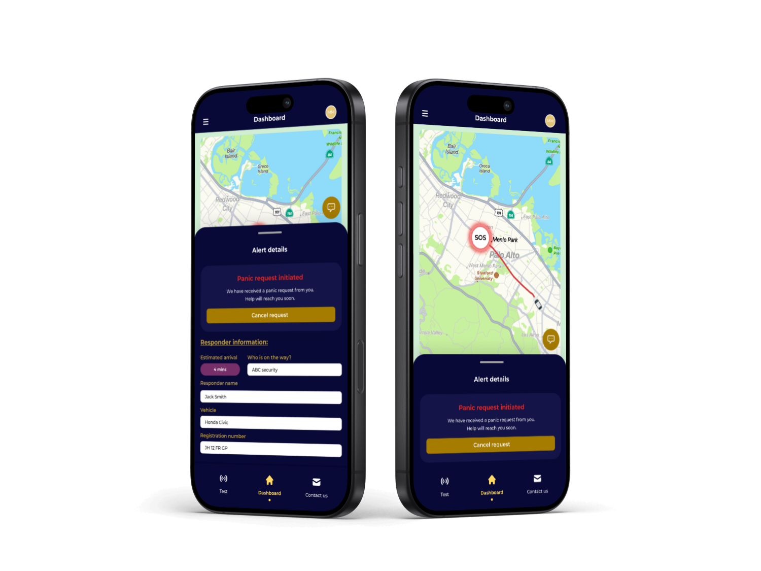 Valor map and alert screens