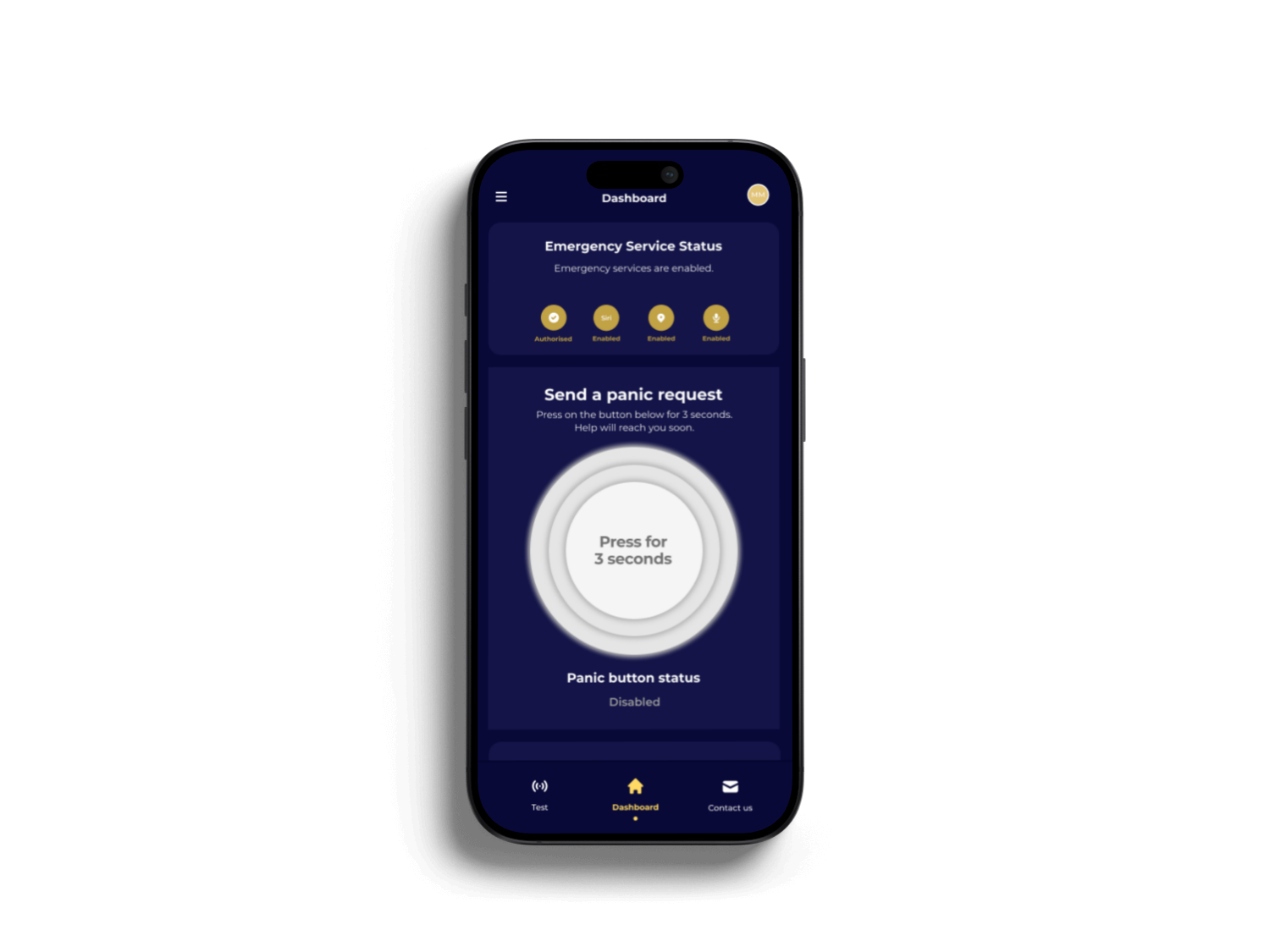 Valor SOS dashboard on a mobile phone